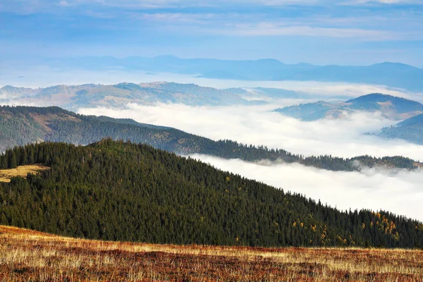 Niebla Sobre Las Montañas Valles Los Cárpatos — Foto de Stock