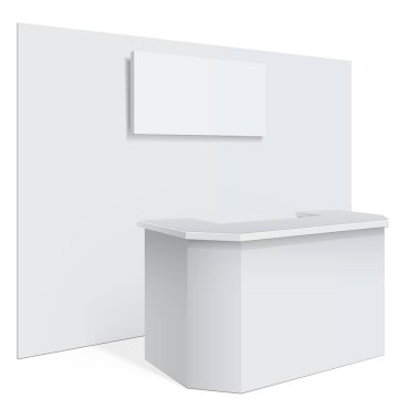Beyaz alış veya bilgi Danışma. Beyaz arka plan üzerinde izole. Mockup tasarım şablonu. Vektör çizim.