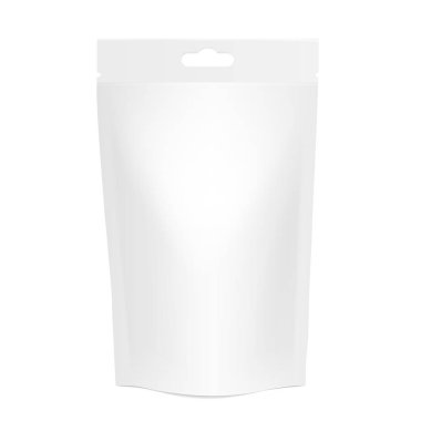 Gerçekçi poşette yuvalı asmak beyaz. Marka şablonu için alay. vektör çizim.