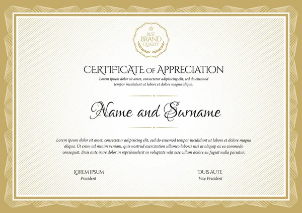 Сертификат Шаблон Диплома Валютной Границы Подарочный Сертификат Векторная Иллюстрация — стоковый вектор