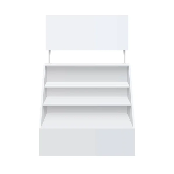 Промо Лічильник Retail Trade Stand Ізольовано Білому Тлі Mockup Шаблон — стоковий вектор