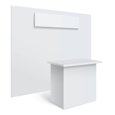 Beyaz alış veya bilgi Danışma. Beyaz arka plan üzerinde izole. Mockup tasarım şablonu. Vektör çizim.