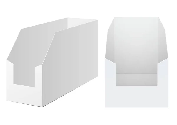 Weißer Karton Pos Poi Frontansicht Aufbewahrungsbox Vorgefertigte Waren Attrappe Für — Stockvektor