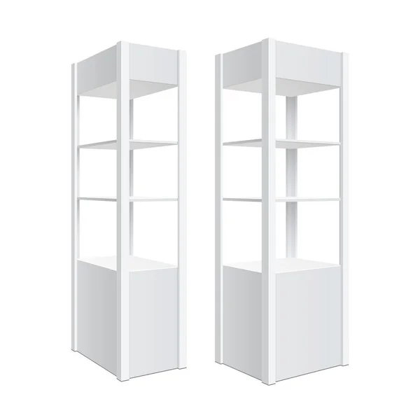 Exibição Vitrine Prateleira Varejo Isolado Fundo Branco Modelo Mockup Para — Vetor de Stock