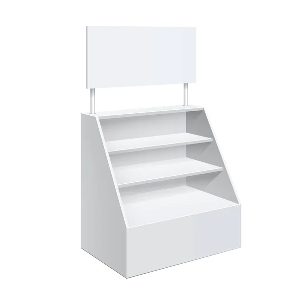 Contatore Promozione Stand Commercio Dettaglio Isolato Sullo Sfondo Bianco Modello — Vettoriale Stock