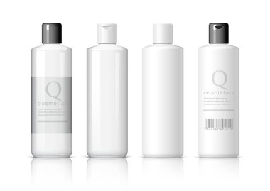 beyaz bir arka plan üzerinde kozmetik ürünleri kümesi. Kozmetik paket toplama krem, Çorbalar, köpükler, şampuan için. 3D çizim.