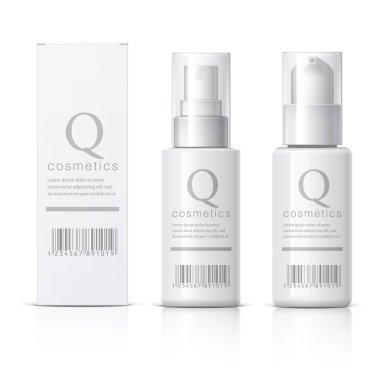 Serin gerçekçi beyaz Kozmetik şişe püskürtme kabı olabilir. Dağıtıcı krem, çorba, merhem, krem, tutkal ve diğer kozmetik için. Vektör.