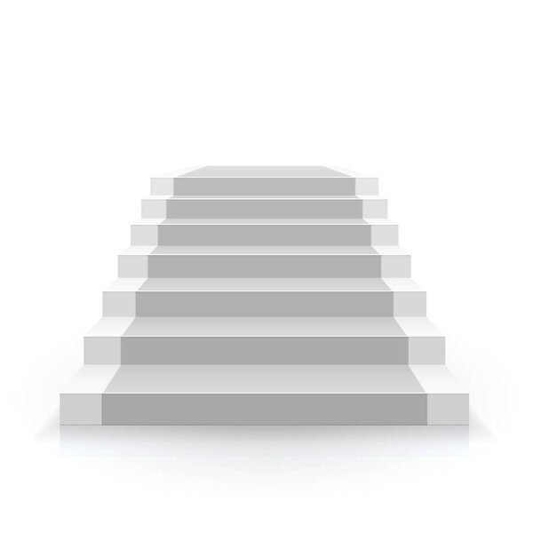 White stair. front view. 3D Staircase for interior illustration. Vector