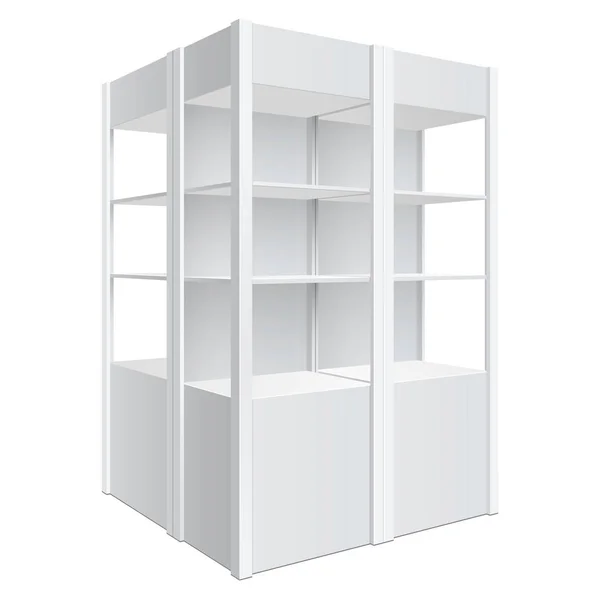 Exibição Vitrine Prateleira Varejo Isolado Fundo Branco Modelo Mockup Para — Vetor de Stock