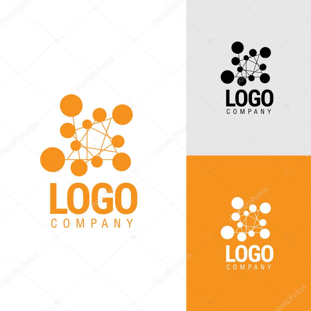 Abstract logo from circles connected by lines. Vector illustration