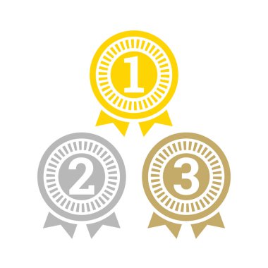 Altın, gümüş ve bronz madalya simgesi. ödüller için birinci, ikinci ve üçüncü. Vektör çizim