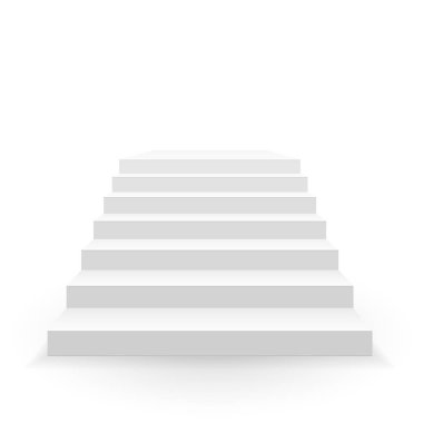 Beyaz merdiven. Önden görünüm. 3D merdiven iç gösterim için. Vektör