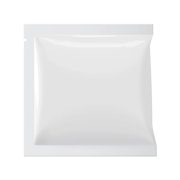 Realistico Modello Bianco Vuoto Packaging Foil Salviette Umidificate Pouch Medicine — Vettoriale Stock