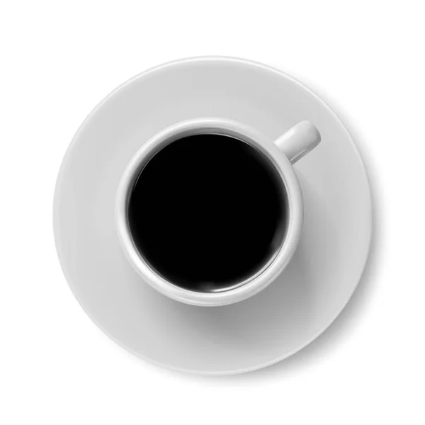 Fotorealisztikus Csésze Kávét Felülnézet Vektoros Illusztráció — Stock Vector