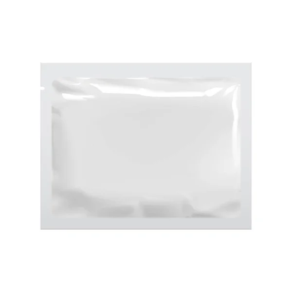 Realistic White Blank Template Packaging Foil Wet Wipes Pouch Medicine — Stock Vector