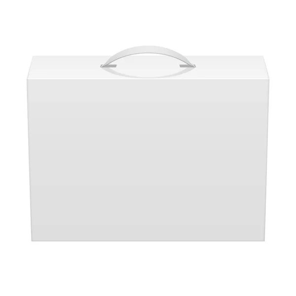 Caja Cartón Paquete Realista Ligero Con Mango Ilustración Vectorial — Vector de stock