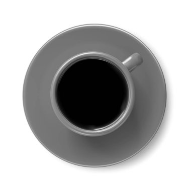 kahve ile koyu gri Kupası. Üstten görünüm. Vektör çizim