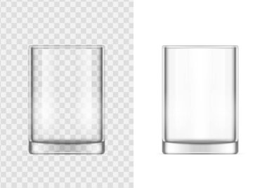 Gerçekçi cam fincan. Beyaz arka plan üzerinde şeffaf cam. Vektör çizim