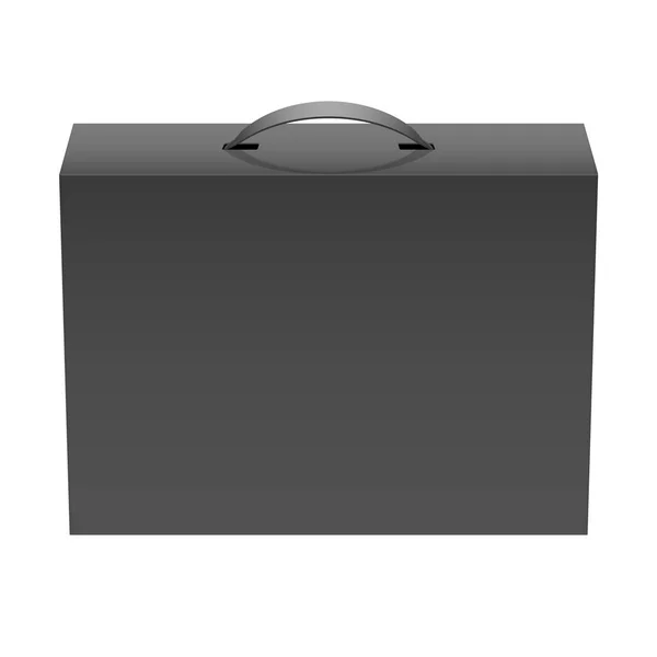 Black Realistic Package Cardboard Box Handle Vector Illustration — Stock Vector