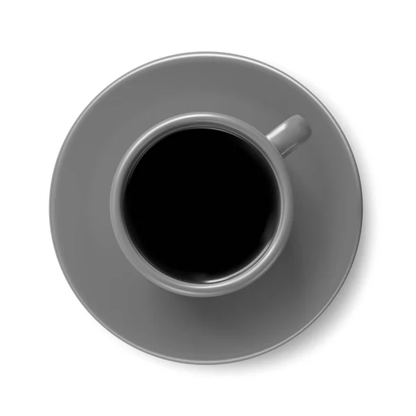 Tasse Gris Foncé Avec Café Vue Dessus Illustration Vectorielle — Image vectorielle