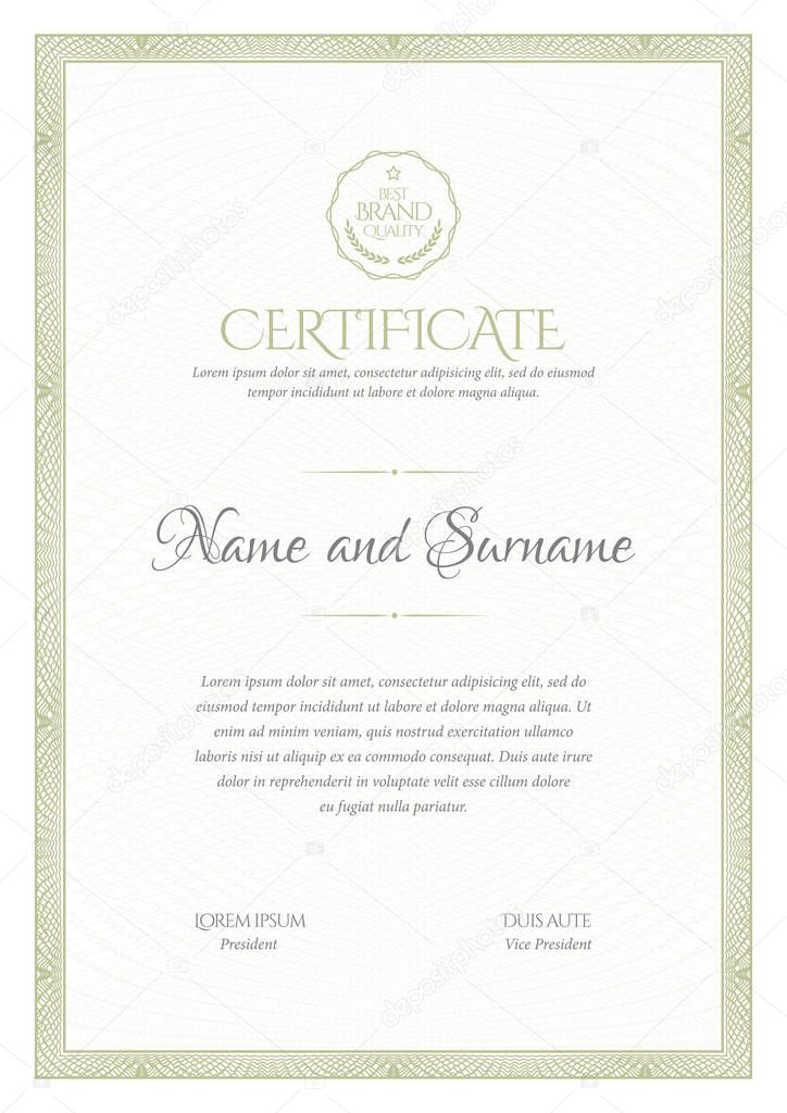 Certificate. Template diploma currency border. Award background Gift voucher. Vector illustration.