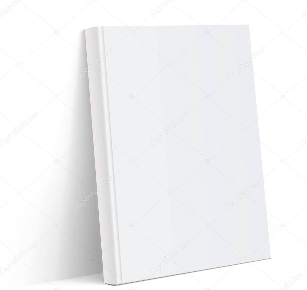 Realistic white Blank book cover vector illustration