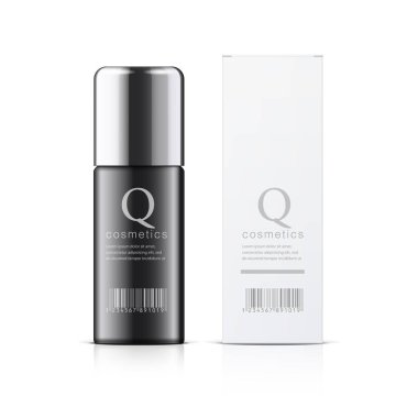 Serin gerçekçi siyah tüp ve beyaz ambalaj. Kozmetik için merhem, krem, vektör tutkal. Ayrı öğeleri