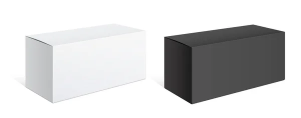 Cajas Embalaje Realistas Blanco Negro Para Dispositivos Electrónicos Otros Productos — Archivo Imágenes Vectoriales