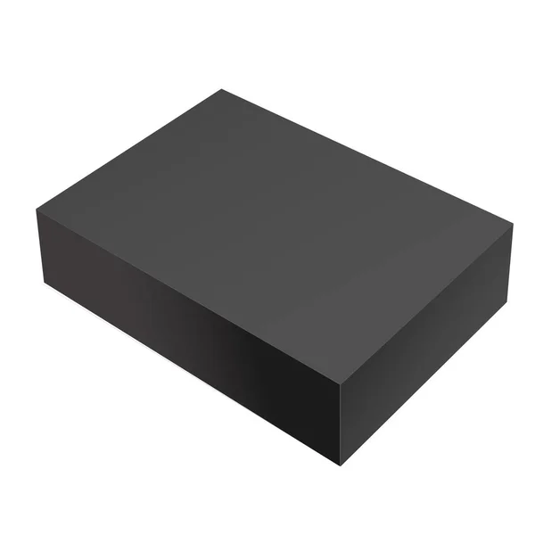 Caja Paquete Negro Realista Para Software Dispositivos Electrónicos Otros Productos — Archivo Imágenes Vectoriales