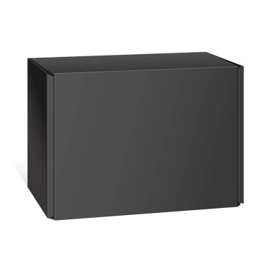 Gerçekçi siyah paket kutu. Yazılım, elektronik cihaz ve diğer ürünleri için. Vektör çizim.