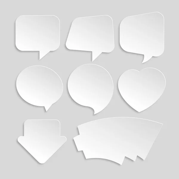 Set Witboek Stickers Van Verschillende Vormen Voor Berichten Offertes Vectorillustratie — Stockvector