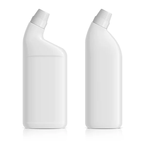 Ένα Σύνολο Ρεαλιστικών Λευκές Πλαστικές Φιάλες Για Τζελ Καθαρισμού Της — Διανυσματικό Αρχείο