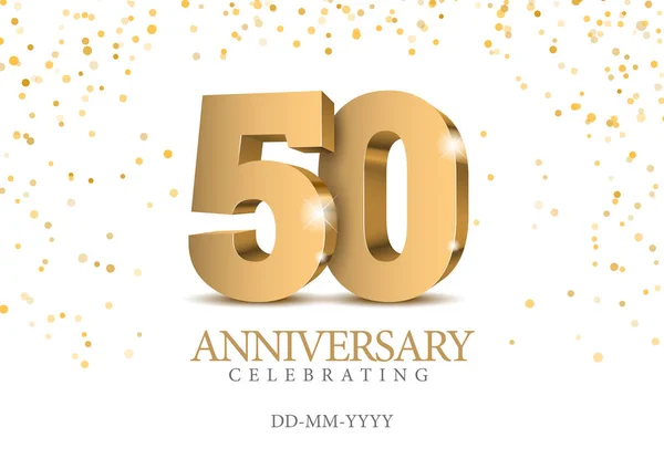 Anniversary Gold Numbers Poster Template Celebrating 50Th Anniversary Event Party — Stock Vector