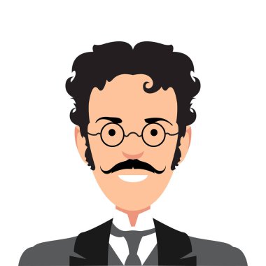 Vintage beyefendi portre. Tasarım sosyal medya için düz avatar. Vektör çizim.