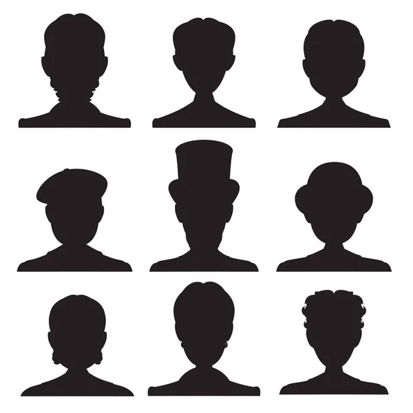 Set Silhouettes Vintage Gentleman Portrait Vector Illustration — Stock Vector