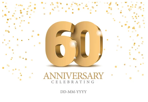 周年纪念60 黄金3D 庆祝60周年活动聚会海报模板 向量例证 — 图库矢量图片