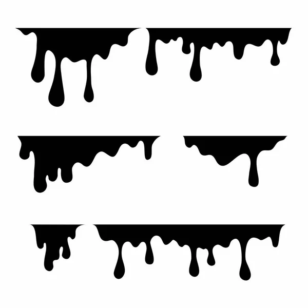 Χρώμα Στάζει Τρέχουσα Σταγόνες Μαύρο Κηλίδες Λευκό Φόντο Εικονογράφηση Διάνυσμα — Διανυσματικό Αρχείο