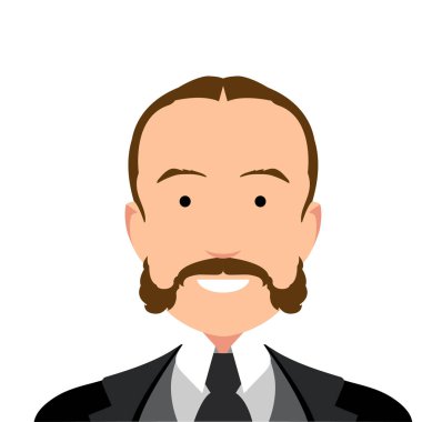 Vintage beyefendi portre. Tasarım sosyal medya için düz avatar. Vektör çizim.