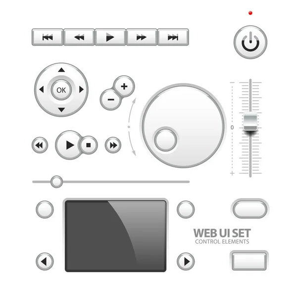Elementos Light Web Design Gray Elementos Botões Slider Switchers — Vetor de Stock