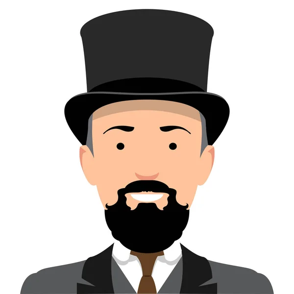 Vintage Gentleman Portrait Design Flat Avatar Social Media Vector Illustration — Stock Vector