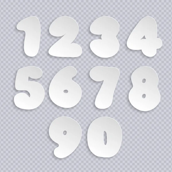 Numéros Papier Avec Ombre Transparente Illustration Vectorielle — Image vectorielle