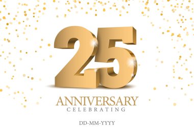 Yıldönümü 25. Altın 3d numaraları. Poster şablonu için kutlayan 25 yıldönümü olay parti. Vektör çizim