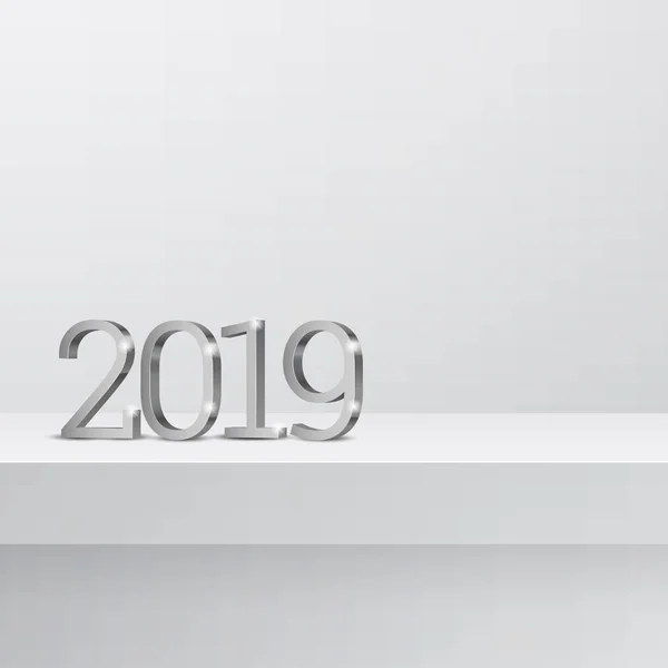 Vektor Desain Teks 2019 Nomor Emas Happy New Year Template - Stok Vektor