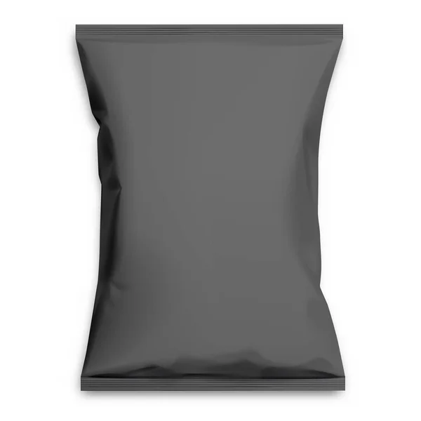 Bolso Polietileno Negro Realista Para Chips Cereales Para Desayuno Otros — Vector de stock