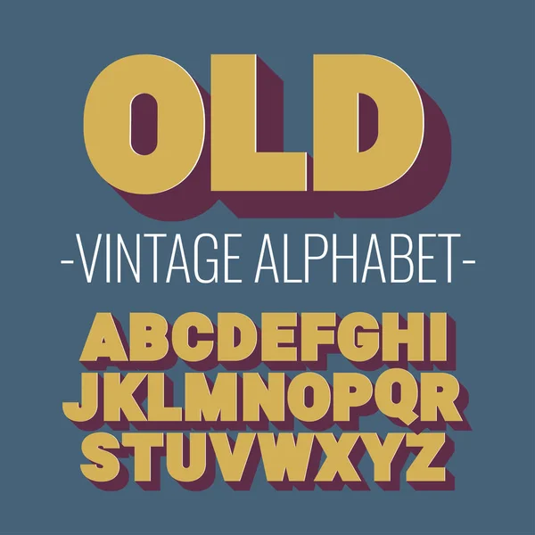 Алфавит Шрифта Vintage Style Sanserif Font Письма Цифры Векторная Иллюстрация — стоковый вектор