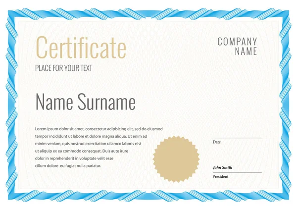 Modelo Certificado Diploma Design Moderno Certificado Presente Ilustração Vetorial —  Vetores de Stock