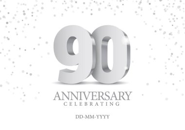 Yıldönümü 90. 3D numaraları gümüş. Poster şablonu için kutlayan 30th yıldönümü olay parti. Vektör çizim