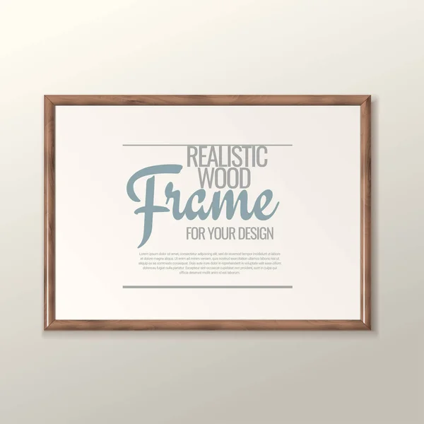 Realistic Wood Frame Paintings Photographs Vector Illustration — Stock Vector