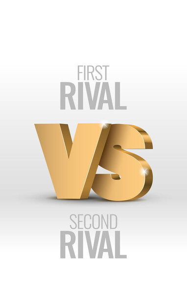 Versus sign. gold 3d symbol. Vector illustration