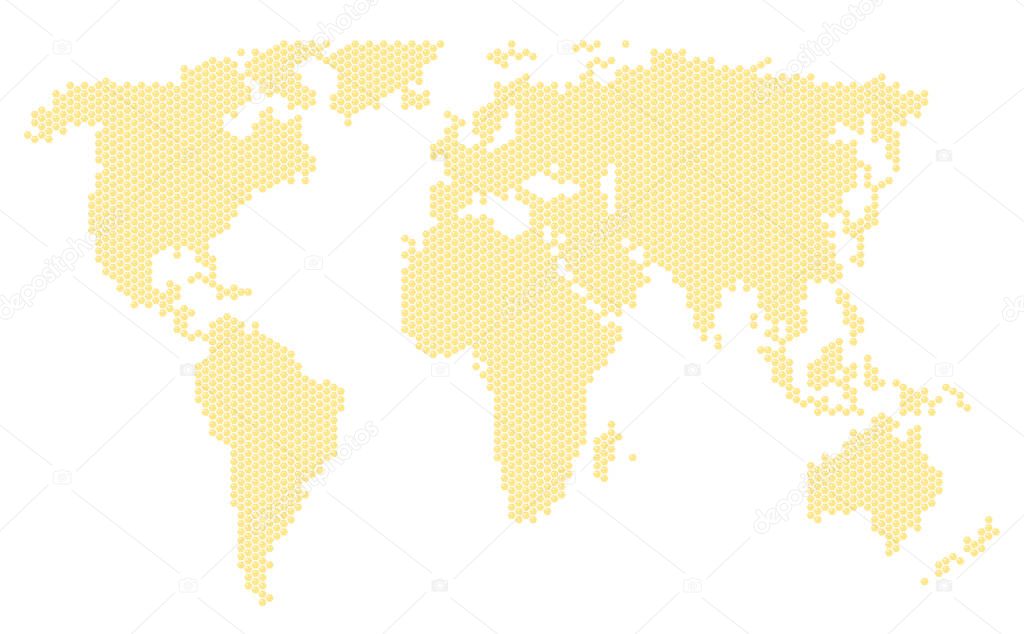 Honeycomb world map. Vector illustration